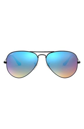 Ray-Ban 55mm Mirrored Phantos Sunglasses in Black Blue at Nordstrom