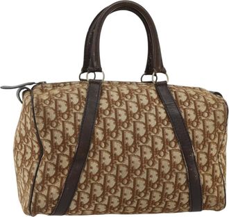 Dior Vintage Trotter Handbag Canvas Brown Canvas Handbag (Pre-Owned)