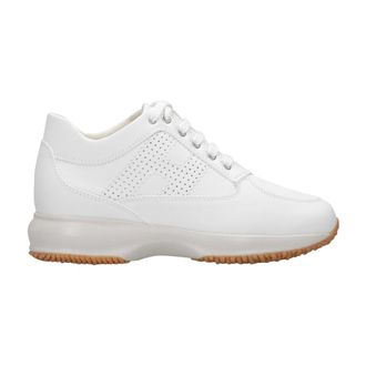 Hogan Sneakers, female, White, 6 1/2 UK, White Leather Trainers with Perforated Side