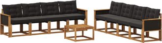 vidaXL Conjunto De Sof&aacute;s De Exterior 9 Uds. Natural Y Negro Vidaxl