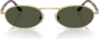 Persol 55mm Rectangular Sunglasses in Gold /Green at Nordstrom