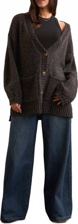 Tribal Oversized Sweater Cardigan In Heather Black