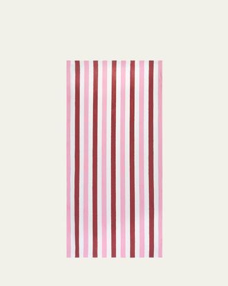 Summerill & Bishop Raspberry/Rose Pink Stripe Linen Tablecloth, 65 x 98
