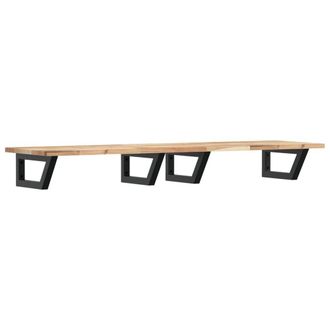 Berkfield Home Basin Shelf Wall Mounted Steel & Solid Wood Acacia in Brown
