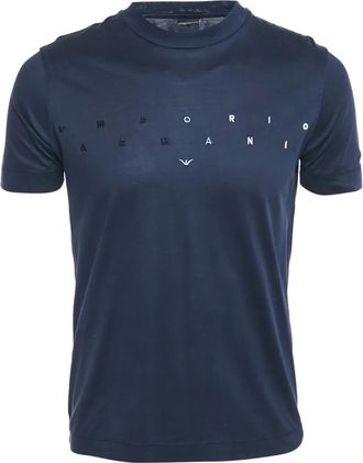 Emporio Armani T-shirt girocollo con ricamo - Blu