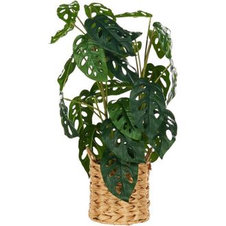 Beliani Planta Artificial En Maceta Monstera Planta De Interior Decoraci&oacute;n De Pl&aacute;stico 53 Cm Monstera Adansonii