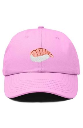Dalix Shrimp Sushi Embroidered Dad Cap in Light Pink at Nordstrom