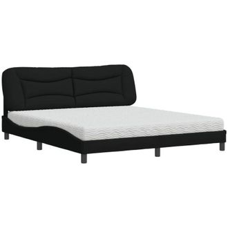vidaXL Vidaxl - Cama Con Colch&oacute;n De Tela Negro 180x200 Cm