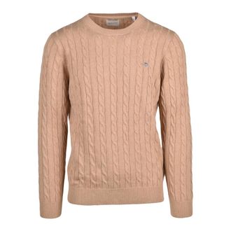 GANT Gant trui met ronde hals - Heren - Truien - Bruin - Maat: 2XL Katoen