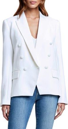 L'agence Kenzie Double Breasted Blazer in Whitewhit at Nordstrom Rack, Size 8