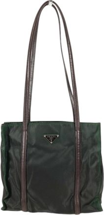 Prada Khaki Nylon Handbag Shoulder Bag Tote Bag (Pre-Owned)