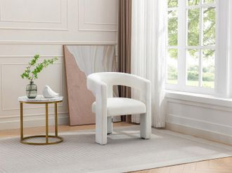 Vente-Unique Poltrona in Tessuto bouclette Bianco - FAVINA