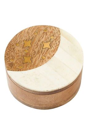 Matr Boomie Nakshatra Moon Stars Pivot Box - Bone, Wood, Brass in White/gold at Nordstrom