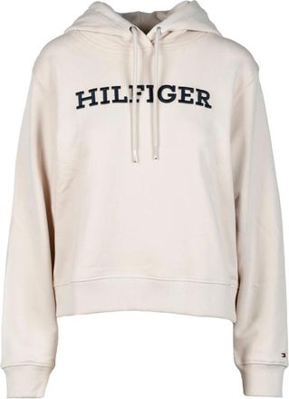 Tommy Hilfiger Felpa - Dames - Hoodies - Beige - M - Katoen - Hoodies & sweatvesten