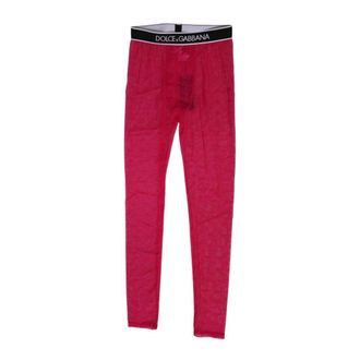 Dolce & Gabbana Slim-fit Trousers, female, Red, S, Fuchsia Lace Leggings Trousers for Women