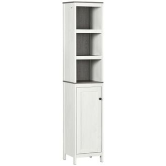 Kleankin Bathroom Storage Cabinet w/ Door Cupboard and Adjustable Shelf - White | TJ Hughes
