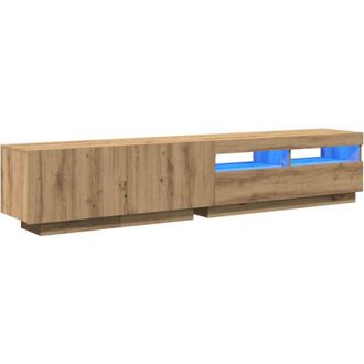 vidaXL Vidaxl - Mueble De Tv Luces Led Madera Roble Artisan 200x35x40 Cm