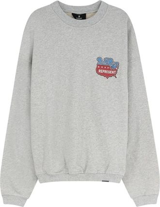 Represent Ribgebreide sweater met ronde hals - Heren - Sweatshirts - Grijs - L - Katoen - Hoodies & sweatvesten