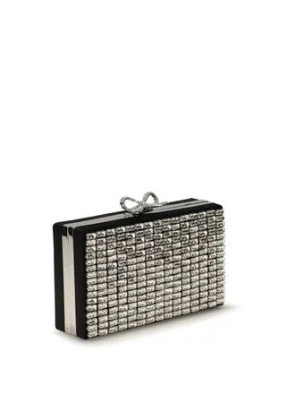 Self Portrait Womens Silver Crystal Chainmail Clutch Glass Bags