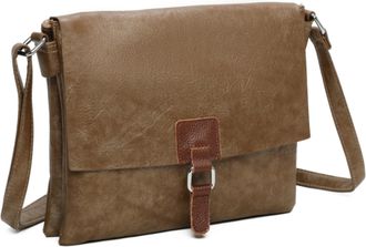 Generic Vintage Messenger Bag, Vegan Leather Crossbody Satchel with Brown Buckle Accent, Casual Shoulder Bag (D.Gold)