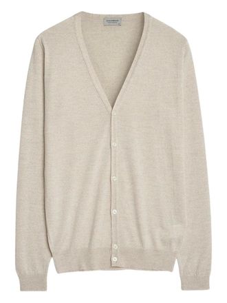 John Smedley Vest met knopen en V-hals - Beige