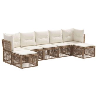 vidaXL Conjunto De Sof&aacute;s De Jard&iacute;n 7 Pcs Beige Rat&aacute;n Sint&eacute;tico Vidaxl