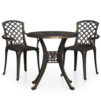 Berkfield Home 3 Piece Bistro Set Cast Aluminium Bronze in Brown
