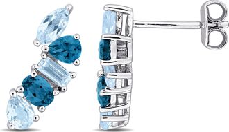 Mimi & Max Multi-Gem Five Stone Drop Earrings Sterling Silver