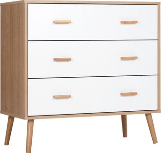 HOMCOM Cassettiera Moderna A 3 Cassetti In Truciolato Bianco E Color Legno - Homcom