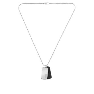 BOSS Silver-tone necklace with double-tag pendant