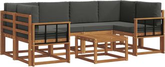 vidaXL Conjunto De Sof&aacute;s De Exterior 7 Uds. Natural Y Antracita Vidaxl