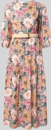 Zero Midikleid aus Viskose-Baumwoll-Mix mit G&uuml;rtel in Altrosa, Gr&ouml;&szlig;e 34