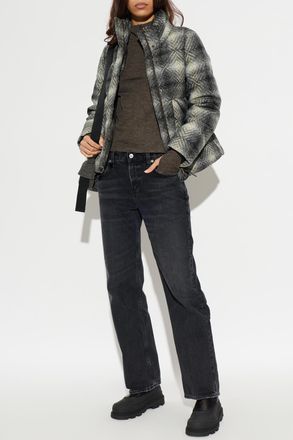 Woolrich Grey Down Jacket With Stand Collar, Womens, Grey