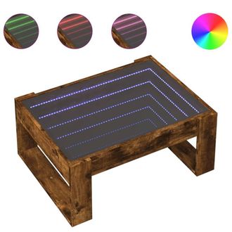 Berkfield Home Coffee Table with Infinity LED Smoked Oak 70x53x30 cm in Brown | Size: 70 x 53 x 30 cm