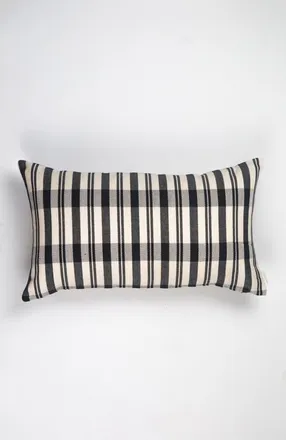 Archive New York Cecilia Black and Ivory Plaid Rectangle Handwoven Cotton Throw Pillow at Nordstrom, Size 12X20