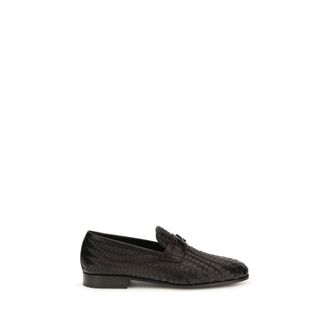 Ferragamo Brown Calf Leather Bos Taurus Slip-On Mens Loafers