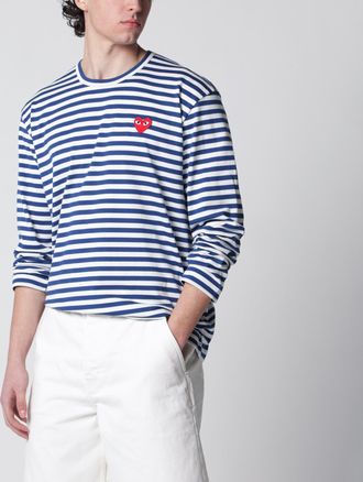 Comme Des Gar&ccedil;ons Navy/white striped cotton long-sleeve top