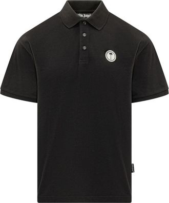 Palm Angels Black Logo Shirt Collar Polo