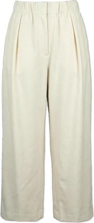 Jil Sander Wollen Broek met Wijde Pijpen - Dames - Wijde Broeken - Beige - S - Wol - Broeken