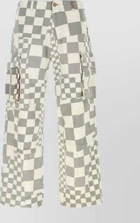 ERL wide leg cargo trousers with checkered pattern