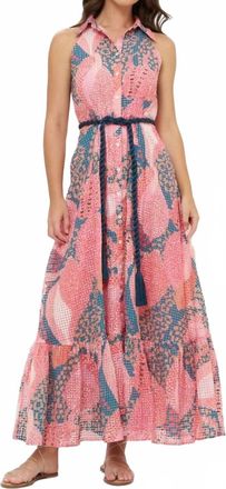 Oliphant Nautilus Sleeveless Shirt Dress In Navy Multi