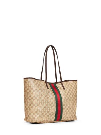Gucci Womens Shopping Bag Tribeca Sand And Dark Brown Beige Cotton Shoulder