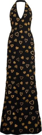 Moschino Lange jurk met borduursel - Dames - Avondkleed - Zwart - S - Kleedjes