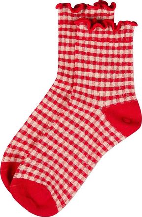 MeMoi Gingham Ankle Socks in Red at Nordstrom, Size 9