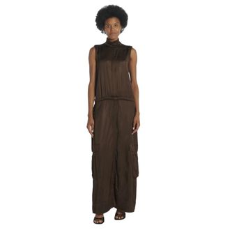 N&deg;21 Long satin dress - female - N21 - Maxi Dresses - Brown - 2XL - Dresses