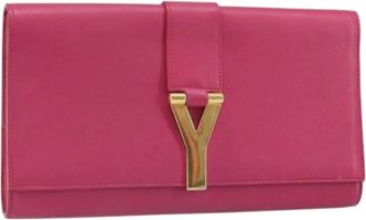 Saint Laurent Pre-owned Clutches, female, Pink, Size: ONE SIZE Pre-owned Leather Clutch