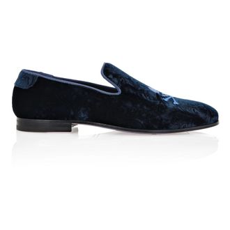 Philipp Plein Schoenen, Heren, Blauw, 40 EU, Leer, Velvet Loafers Paisley