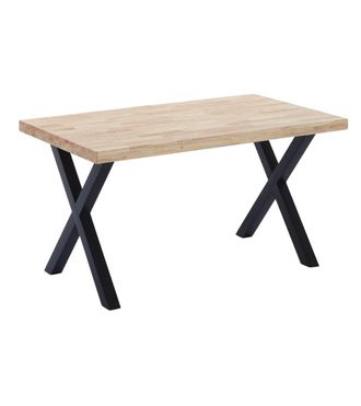 Home Heavenly Mesa comedor estilo industrial patas negras en x 140x80 cm