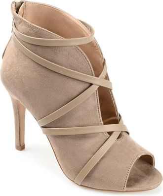 Journee Collection Samara Taupe Stiletto Heel Ankle Bootie HAWK164