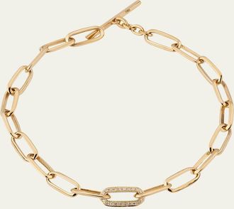 Lizzie Mandler 18K Knife Edge Link Bracelet with Pav&eacute; Diamond Center Link